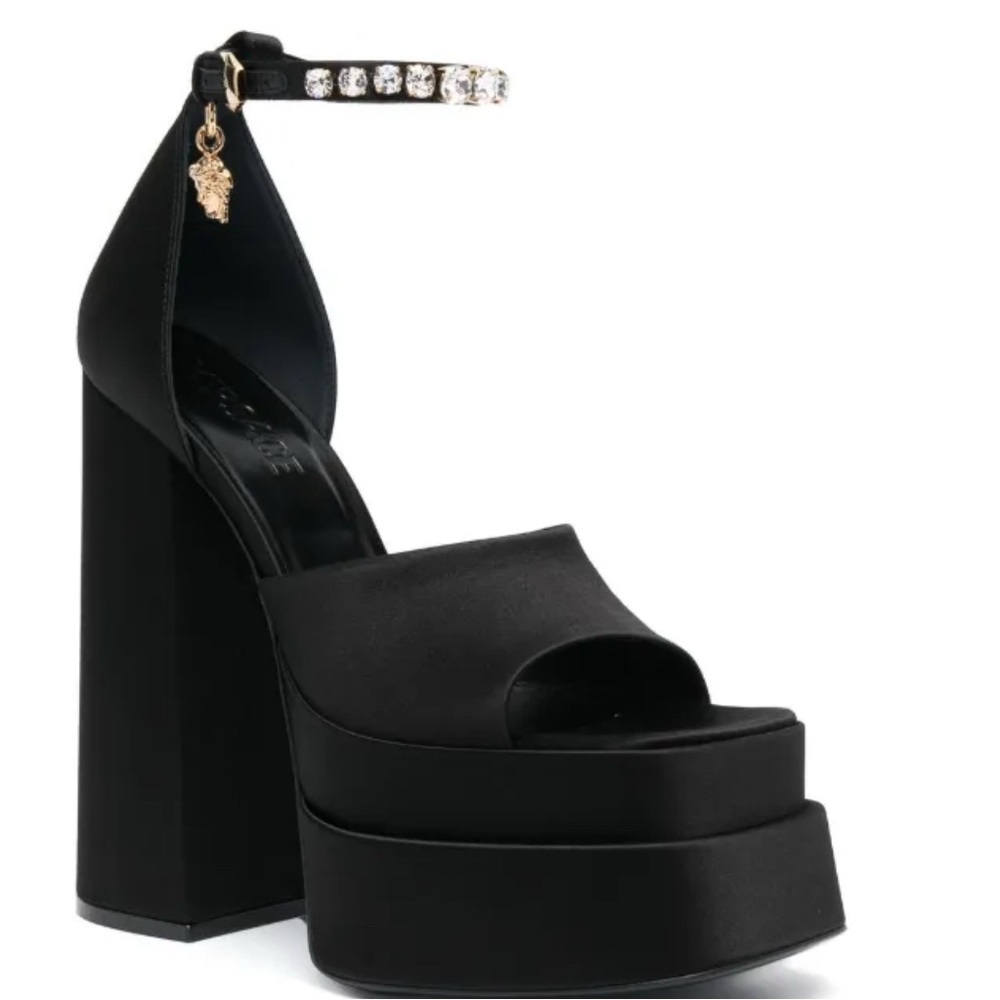 Versace Black Platform Sandals with Chunky Design